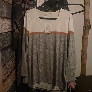 Cream, pumpkin, brushed gray long sleeve Lularoe “Lynnae” top! NWT